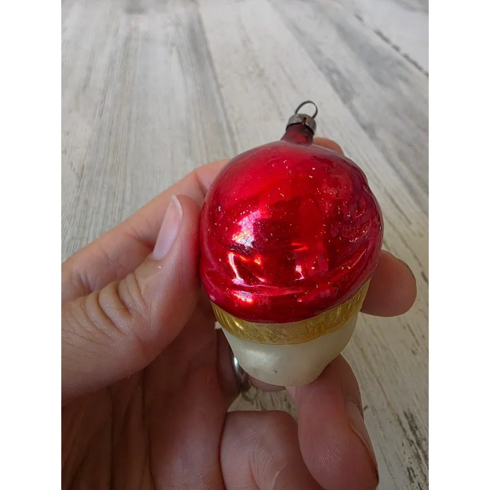 Antique boy glass head cap ornament Xmas tree